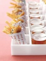 fish and chips with mini beers